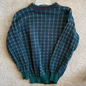 Bill Blass Green and blue checked sweater